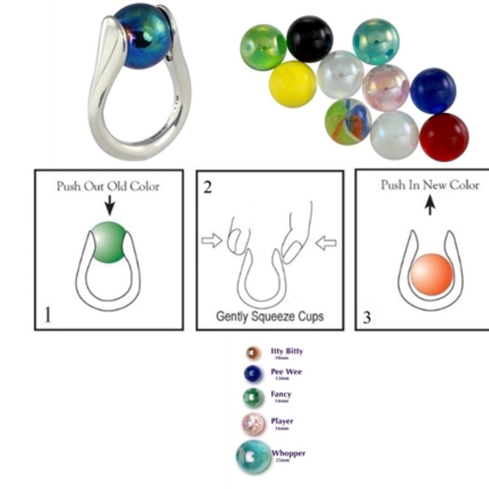 “All My Marbles” Solid Sterling Marbles Ring With… - image 2